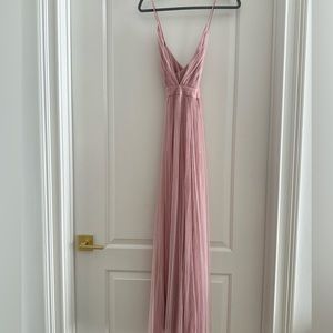 Pink pleated dress tulle skirt cross back size M